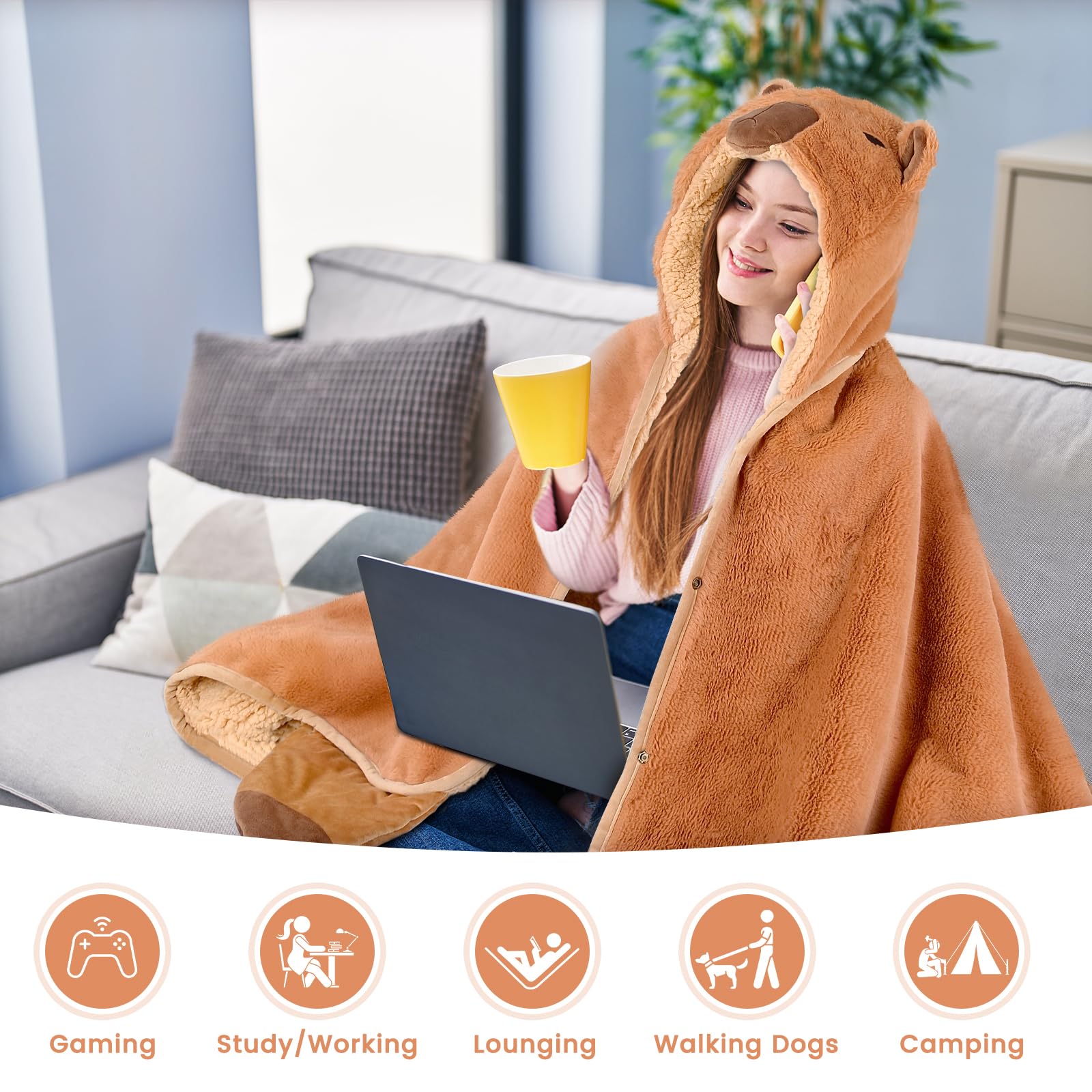 Amazon.com: CozziPals Capybara & Avocado Wearable Hooded Blanket